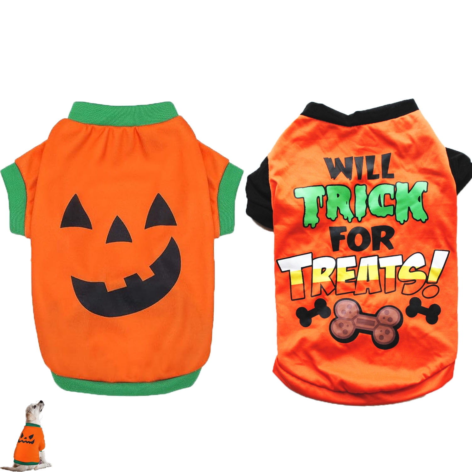 2 Pcs Halloween Dog Shirt Halloween Dog Clothes Pumpkin Ghosts
