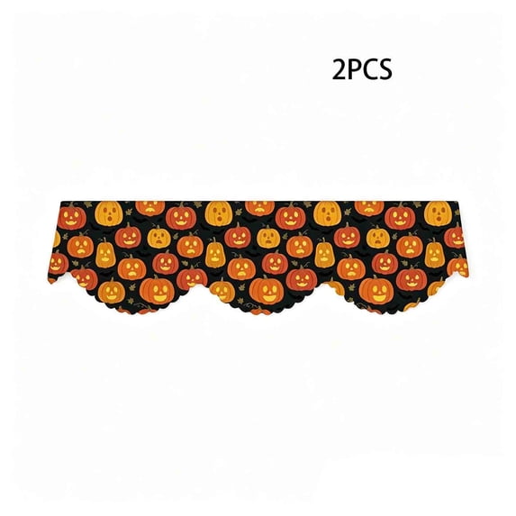 2 Pcs Halloween Fireplace Mantle Scarf,Halloween Fireplace Decor,Pumpkin Pattern Irregular Edge for Home Fireplace Mantel Living Room
