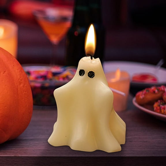 2 Pcs Halloween Ghost Candles Ghost Scented Candles White Candles Spooky Candles Gifts for Ghost Decor Home Decor Halloween Party Bedroom Room Table Decorations