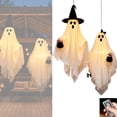thumbnail image 1 of 2 Pcs Halloween Hanging Ghost Decorations Light Up Ghost with Witch Hat Bow Cute Ghost Ornaments with Cauldron Spooky Halloween Outdoor Decor for Porch Yard Indoor Party Decor,Remote control lamp, 1 of 6