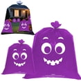 thumbnail image 1 of 2 Pcs Halloween Lawn Leaf Bags, Heavy-Duty Yard Waste Bags & 2 String, Large Plastic Decor Bags, Funny Face Yard Leaf Storage Bag, Thanksgiving Fall Yard Decor, Outdoor Halloween Decor Bag,Purple, 1 of 5