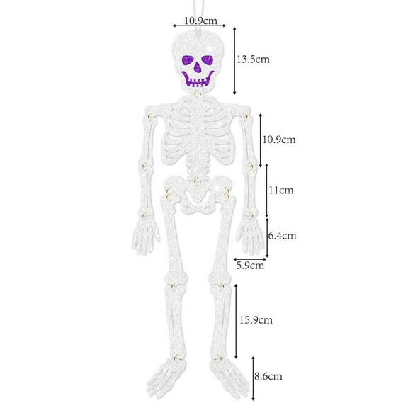 2 Pcs Halloween Skeleton Decorations, Glitter Paper Hanging Ornaments DIY Skeleton 26 Inch Poseable Decorations for Halloween Party Home Decor Haunted House Parties Display