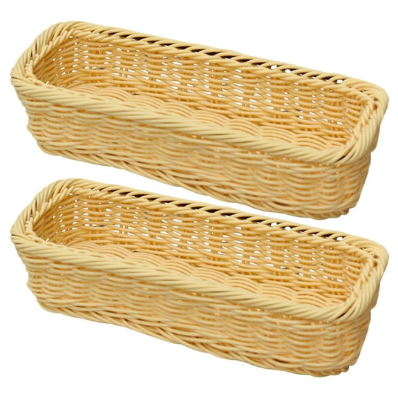 2 Pcs Hamper House Decorations for Home Narrow Spices Storage Baskets Tabletop Sundry Basket Woven Storage Basket Multipurpose Woven Baskets Seasoning Jar Storage Box Decorate Plastic
