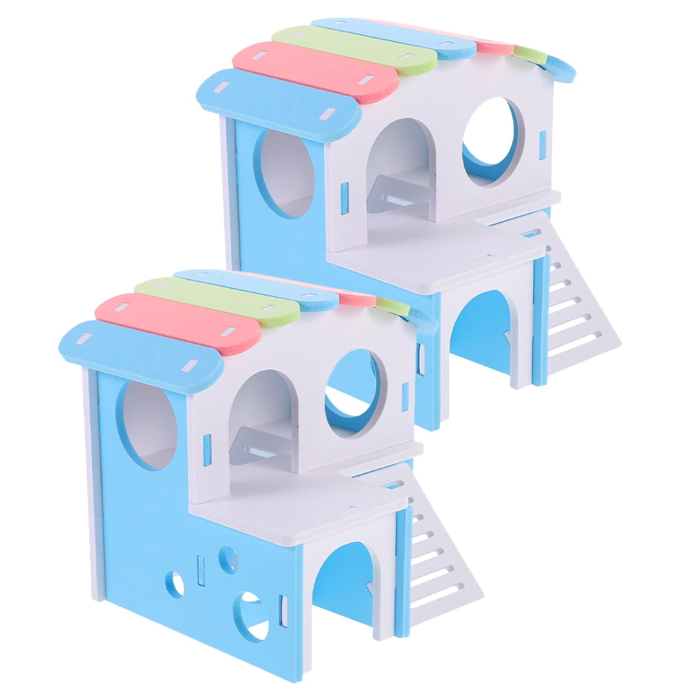 Hamster Houses 2 Pcs And Hideouts Set - Wooden Tunnel System With ...