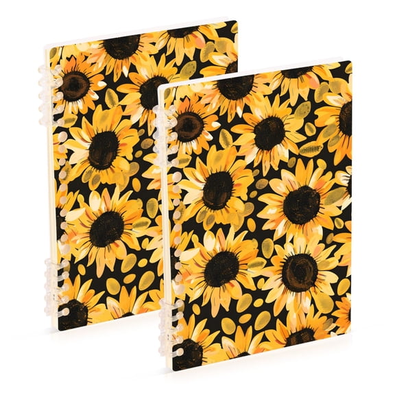 2 Pcs Hand Drawn Sunflowers Spiral Notebooks 60 Sheets 120 Pages A5 Journal Notepad 8.3x5.7 Inch Thick Adjustable College Ruled Paper