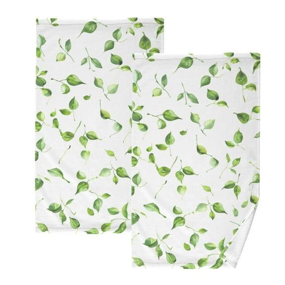 2 Pcs Hand Towel Set Leaves Fall in Air Cotton Absorbent Soft Face Towels Bath Towels for Bathroom Kitchen Shower Hotel Decor 16"x28"