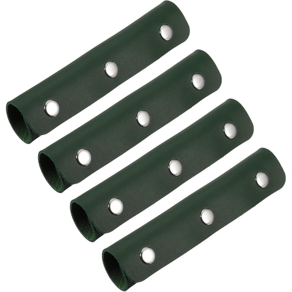 2 Pcs Handbag Handle Cover, Leather Luggage Wraps, Purse Strap Cover Grip Protector Fine Texture Silver Buckle for Tote Bag Suitcase, Dark Green
