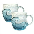 thumbnail image 1 of 2 Pcs Handcrafted Sea Wave Glass Mug, 12 oz with Unique Textured Design, Perfect for Coffee & Tea, Handcrafted Glassware for Ocean & Beach Lovers, 1 of 8