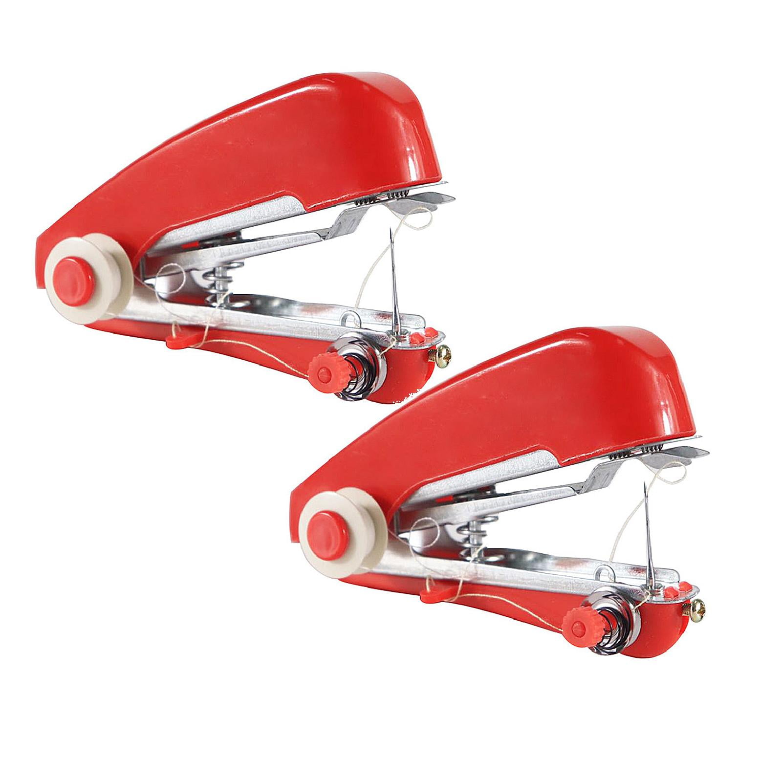 2 Pcs Handheld Sewing Machine,Mending Machine,Single Thread Machine For Quick Repairs,Portable Handheld Sewing Machine,Small Manual Sewing Machine,Small Stitching Machine For Home Travel,Red