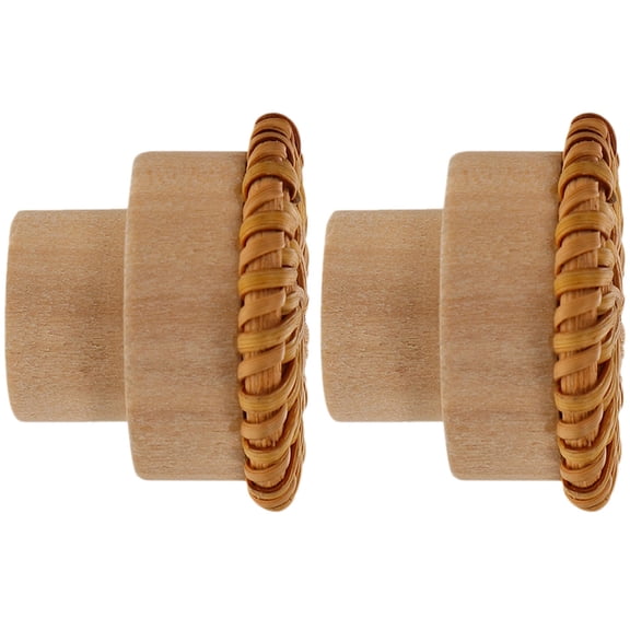 2 Pcs Handles for Cabinets Solid Wood Handle Chic Knobs 4X4CM