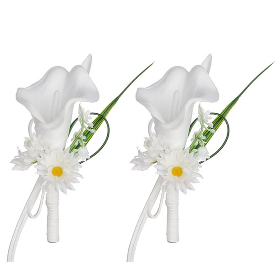 2 Pcs Handmade Artificial Groom Corsage,Homecoming Dance for Wedding Boutonnieres Corsages with Pins Party Prom for Ceremony Anniversary Groom Groomsmen Ceremony Boutonnieres