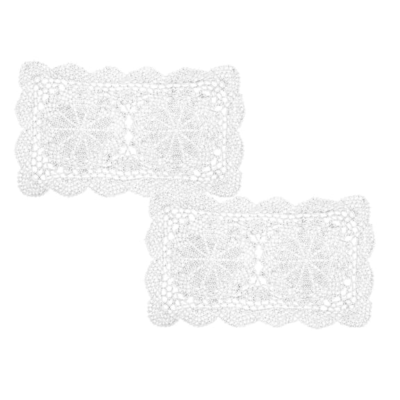2 Pcs Handmade Crochet Doilies, Cotton Handmade Crochet Lace Mat, Lace Doilies Doily Rectangle Dresser for Dining Table Kitchen Parties 18x12"