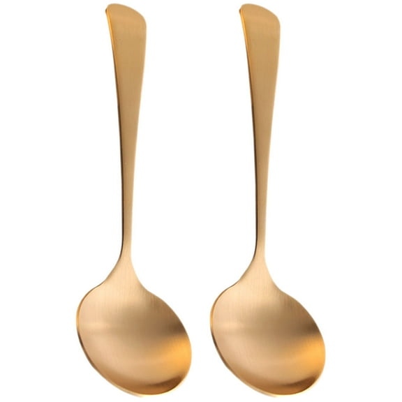 2 Pcs Handmade Pure Copper Spoon Coffee Scoop Home Tableware Copper Flatware Dining Soup Ladle Porridge Spoons