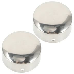 NUOLUX 2Pcs Stainless Steel Handrail End Caps Plated Silver Metal Tube Protector with Screw for Home Use