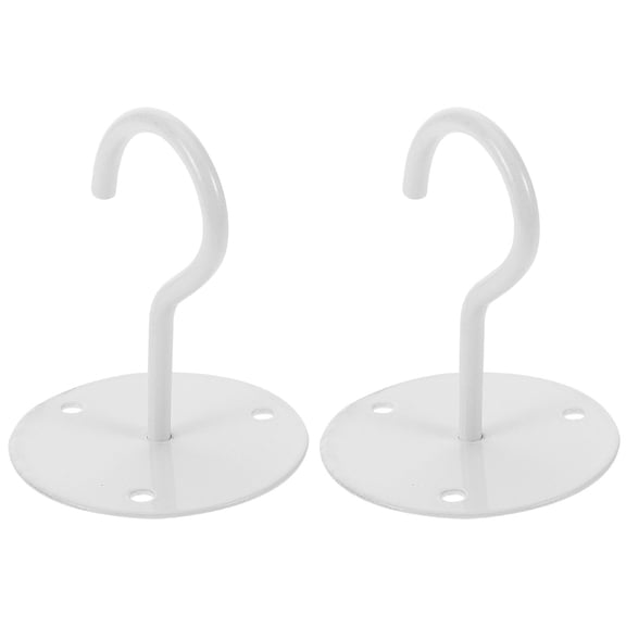 White Iron Ceiling Hooks for Hanging Lights and Plants 2pcs Strong for Home Use