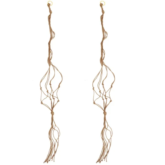 2 Pcs Hanging Basket Net Bag Flower Plant Hanger Jute Hangers Indoor/Outdoor