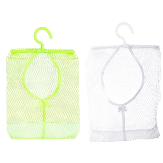2 Pcs Hanging Mesh Storage Bag,Lightweight Breathable Organizer Pouch with Hook for Bathroom Bedroom Travel 11.8x8.6 Inch