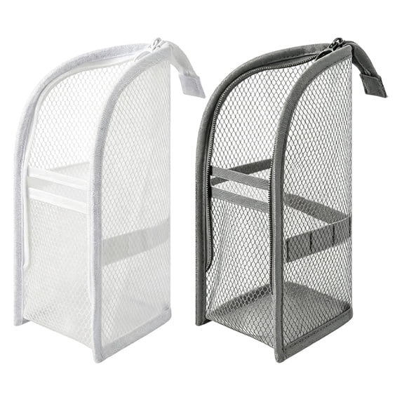 2 Pcs Hanging Mesh Storage Bag, Stand-Up Hanging Makeup Organizer Pouch with Zipper, Portable Travel Makeup Case for Bathroom Bedroom Travel 9x5.1 Inch