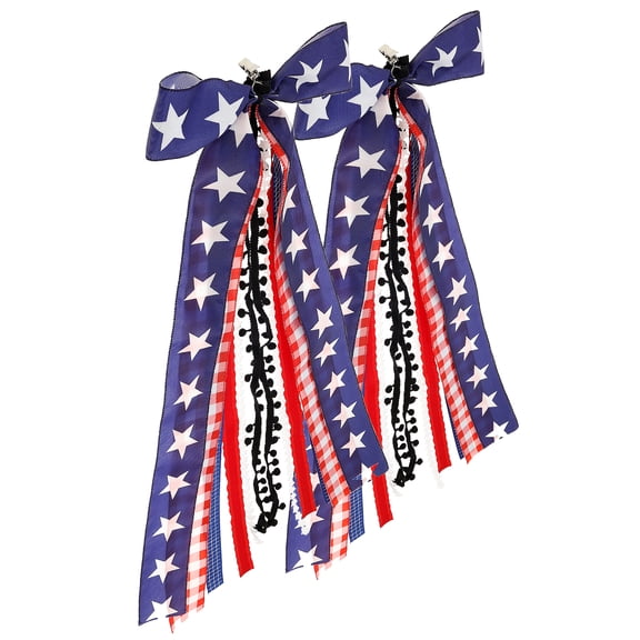 2 Pcs Hanging Star and Strip Ribbon Bow Decorative Bow Decor Not Easy to Fade Ribbon Bowknot for Festivel Home Decoration