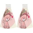 thumbnail image 1 of 2 Pcs Hanging Towels, Dish Towels Cute Pink Kitten Set On A Heart Absorbent Hand Towels with Hanging Loop Washcloth for Bathroom Kitchen, 1 of 6