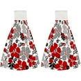 thumbnail image 1 of 2 Pcs Hanging Towels, Dish Towels Floral Pattern Absorbent Hand Towels with Hanging Loop Washcloth for Bathroom Kitchen, 1 of 6