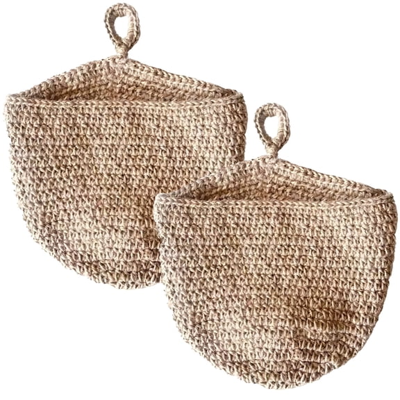 2 Pcs Hanging Vegetable Baskets, Wall Mounted Cotton Rope Storage for Potato Onion Fruit, Breathable Space Saving Kitchen & Pantry Organizer