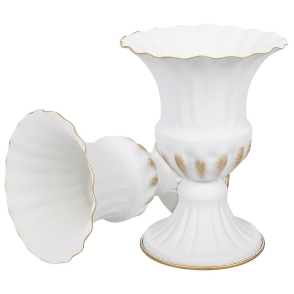 Raindrops Stable Base Iron Memorial Vase White for Funerals and Events