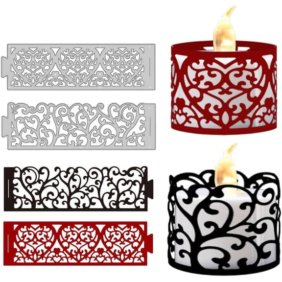2 Pcs Heart Candle Metal Die Cuts Floral Cut Dies Metal Stencils Metal Cutting Dies for Card Making Embossing Tool Stencil Scrapbooking DIY Craft Album Paper Card Decor for diy
