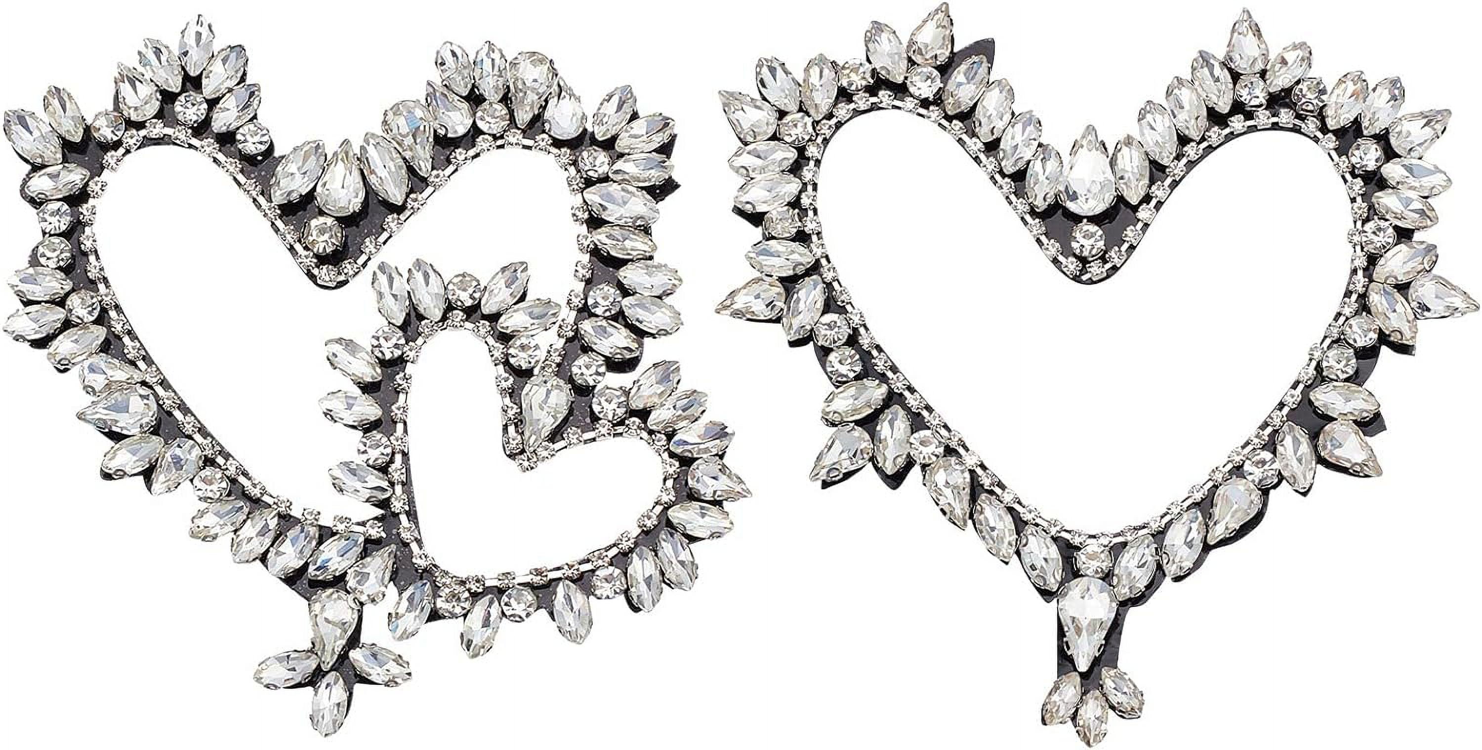 2 Pcs Heart Rhinestone Patches Crystal Patches Sewon Rhinestones