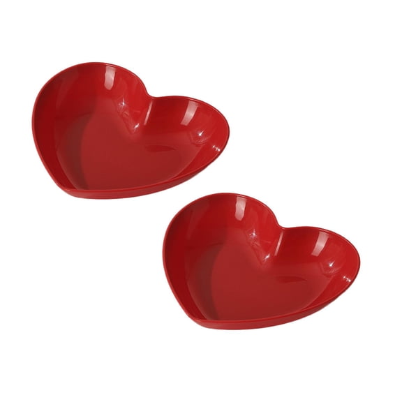 2 Pcs Heart Shaped Plates, Red Heart Shaped Dinner Plates Dinnerware Dishes, Valentine's Serving Tray Unbreakable Ceramic-like Heart Shaped Plates for Dessert, Appetizer, Salad