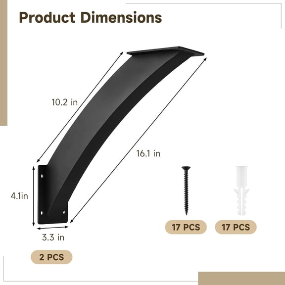 2 Pcs Heavy Duty 45 Degree Angle Support Brackets - 4''x 4'' (Actual Tube Dia: 3.2"x 3.2") Steel Pergola Bracket for Gazebo, Wood Beam Support Hardware with Mounting Screws
