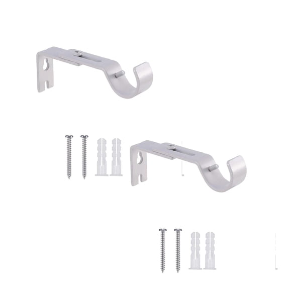 2 Pcs Heavy Duty Adjustable Curtain Rod Brackets Rod Holders Curtain Rod Support Brackets Curtain Rod Hangers General Hardware Holders Wall Bracket Hanger Hooks with Screws, 3.62-4.6 Inch, White