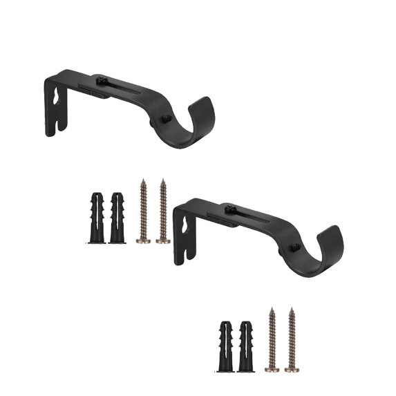 2 Pcs Heavy Duty Adjustable Curtain Rod Brackets Rod Holders Curtain Rod Support Brackets Curtain Rod Hangers General Hardware Holders Wall Bracket Hanger Hooks with Screws, 3.62-4.6 Inch, Black