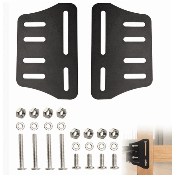 2 Pcs Heavy Duty Bed Frame Brackets For Headboard, Universal Bed Frame Modification Plate with Multiple Holes, Bed Rail Bracket Adapter Kit, Black