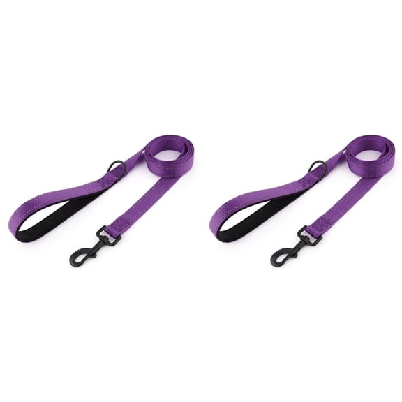 2 Pcs Heavy Duty Dog Leash 70.8 Inch Dual Handles, Reflective Padded Two Handle Lead for Control Safety Training, Leash for Large Medium Dogs Traffic Double Handles Purple, Pet Supplies