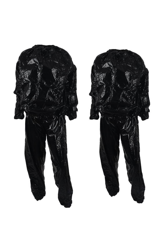 2 Pcs Heavy Duty Fitness Weight Loss Sweat Sauna Suit Exercise Gym Anti-Rip Black, XXXL & 4XL