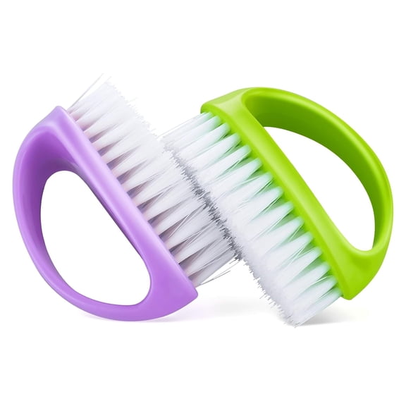 2 Pcs Heavy Duty Hand Nail Cleaning Brushes Stiff Nylon Bristle Deep Scrub Scrubber for Mechanics Gardeners Fingernails Toes Green Purple