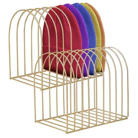 2 Pcs Heavy Duty Metal Beanie Holder Organizer, Multi-Scene Hat Storage Display Rack for Home Entryway, Bedroom, Closet & Office,Gold