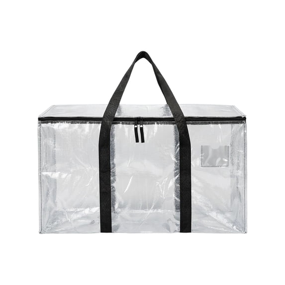 2 Pcs Heavy Duty Moving Bags, Large Moving Bags With Durable Handles, Collapsible Tote For Storing Clothes, Blankets And Household Sundries (Clear)