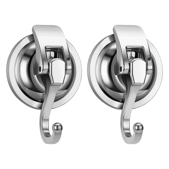 2 Pcs Heavy Duty Vacuum Suction Cup Hooks Specialized Heavy Duty Suction Cup Hooks for Shower, Bathroom Robe Vacuum Glass Hooks, Reusable, No Hole Punched, for Garland Decoration, 2.36x1.38x3.32 Inch