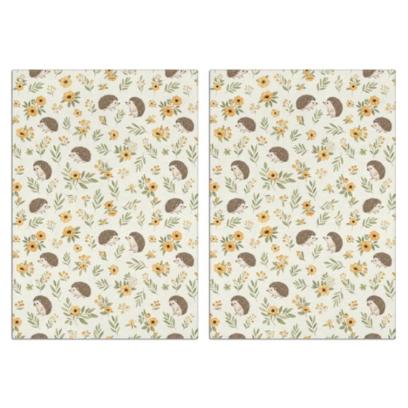 2 Pcs Hedgehog and Buttercup Cream Pattern Funny Kitchen Towels, Microfiber Dish Towels, Kitchen Tea Towels Set 18" X 26"