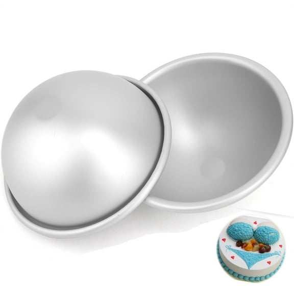 2 Pcs Hemisphere Cake Molds 4 inch Aluminum Nonstick Cake Pan Dome Baking Mold DIY 3D Soccer Cake Half Ball Shaped Decorating Tool for Birthday Party Wedding Anniversary Holiday By HYG