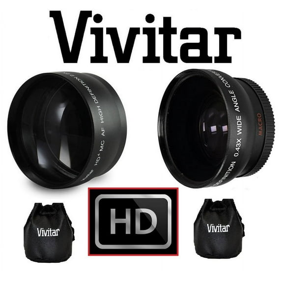 2-Pcs Hi-Def Telephoto & Wide Angle Lens Kit for Canon XA15 XA11 Vixia HF G21