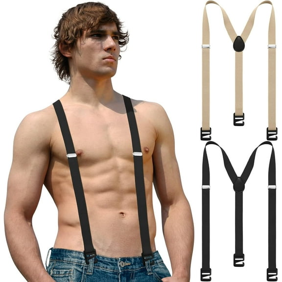 2 Pcs Hidden Suspenders for Men Hiking Suspenders Undergarment Suspenders for Untucked Men Winter Outdoor Hiking Ski Pant