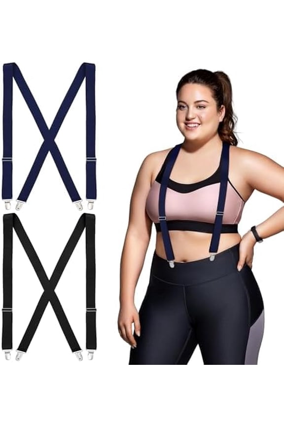 2 Pcs Hidden Suspenders for Women Pants Under Clothes 1" Width Thin X Back Ladies Suspenders for Jeans Undergarment