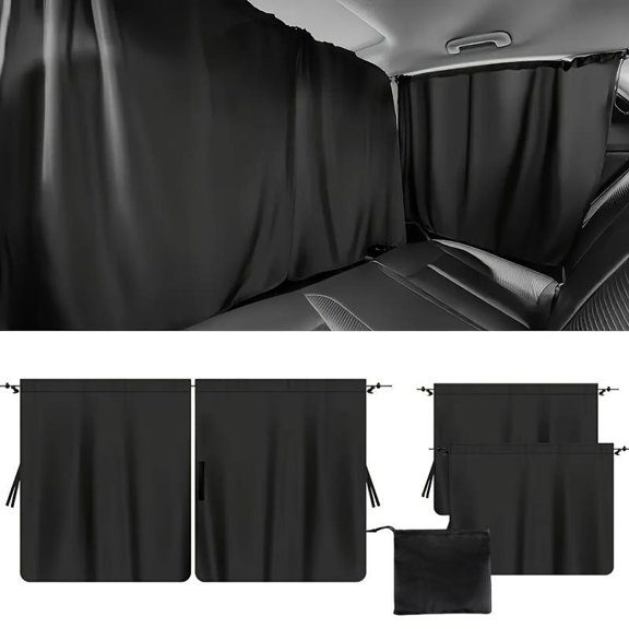 2-Pcs High Blackout Car Privacy Partition Curtain for Insulation