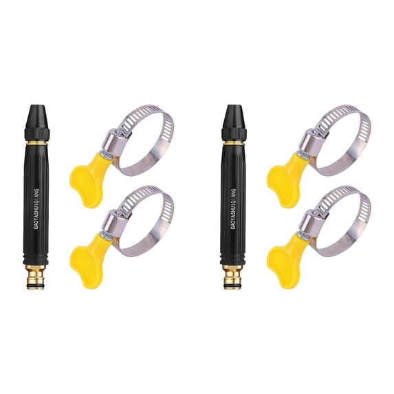 2 Pcs High Pressure Power Washer Nozzle with Metal Connector Set, Garden Hose Sprayer for Car Washing and Outdoor Cleaning, Sturdy Watering and Pressure Cleaning Accessory, with 4 Buckles
