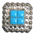 thumbnail image 1 of 2 Pcs Hilason Turquoise Stone Clear Crystal Square Nickle Concho Saddle, 1 of 3