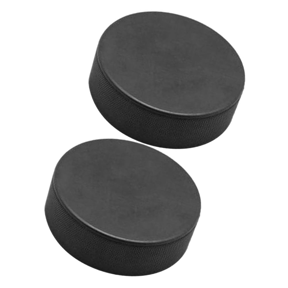 TEHAUX 2Pcs Indoor Hockey Puck for Home Use Black PU Material Low Friction Sliding for Smooth Surface