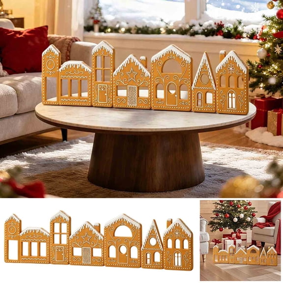 2 Pcs Hollowed Cottages Christmas Tree Decoration - Folded Village Houses Christmas Home Decoration, with Light String, for Home Window Fireplace Wall Table Ornament